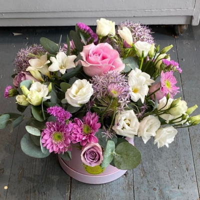 Secret Whispers - This luxury arrangement of flowers in a stylish Hat Box will be remembered for a long time!