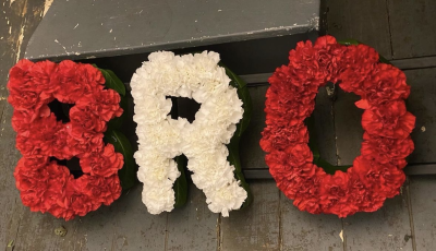 Carnation name tribute - Name tribute made from mixed coloured carnations. £45 Per letter