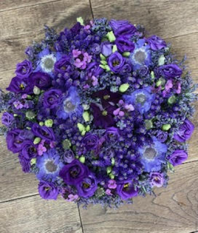 Perfect purple posy - Posy funeral tribute in mixed purple shades